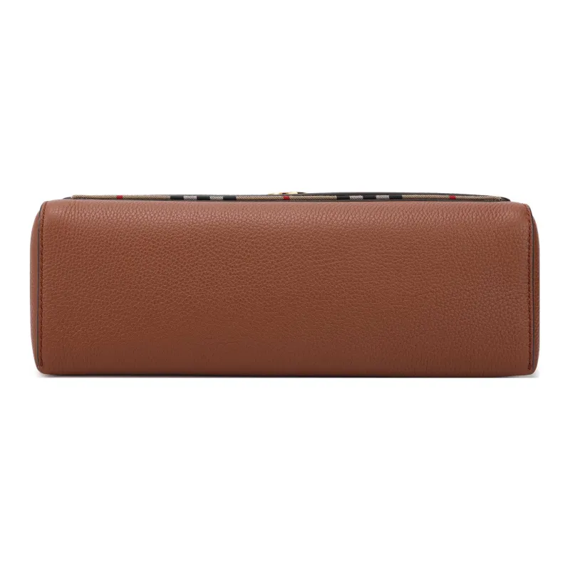 Burberry Vintage Check And Leather Note Crossbody Bag Tan-4