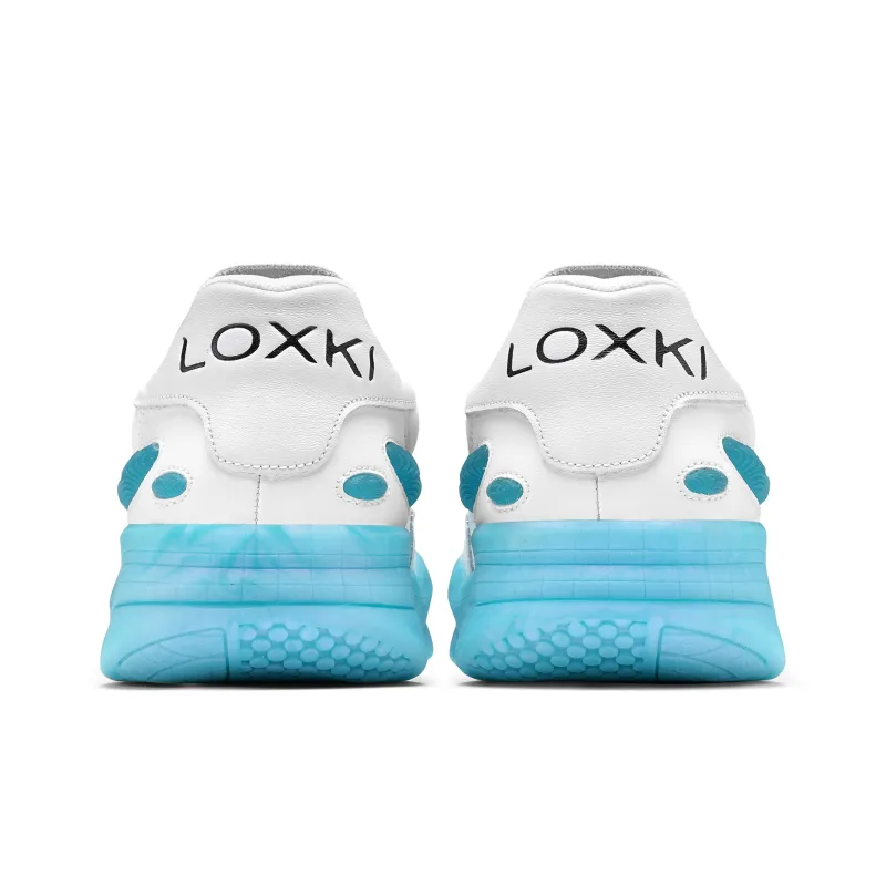 LOXKI Anti Slip Wear Resistant Low Top Skateboard Shoes Unisex White Blue-4