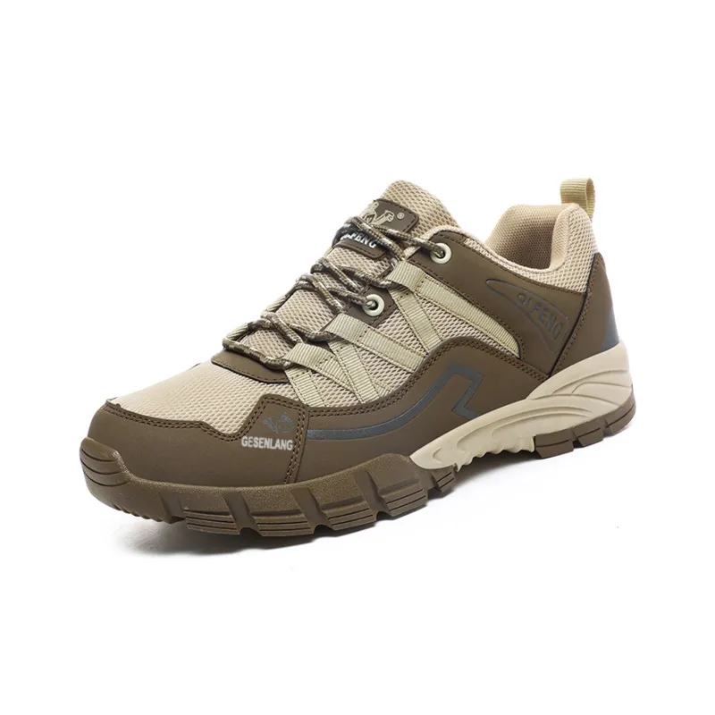 GESENLANG Cushioned Slip Resistant Breathable Low Top Outdoor Shoes Men's Brown-2