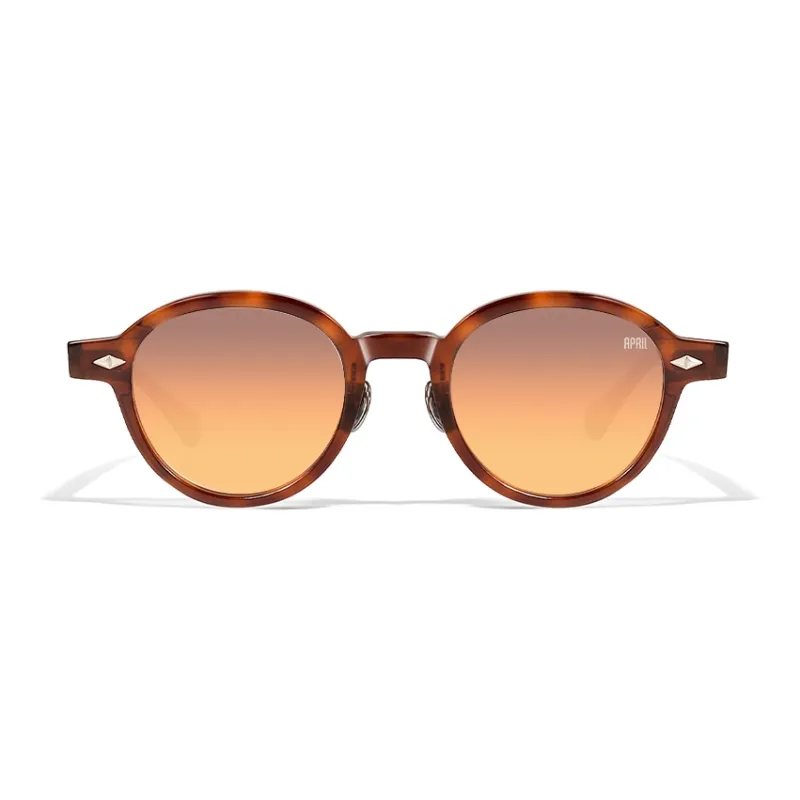 APRIL Plate Frame Round Sunglasses With Polarized Lenses Unisex-11