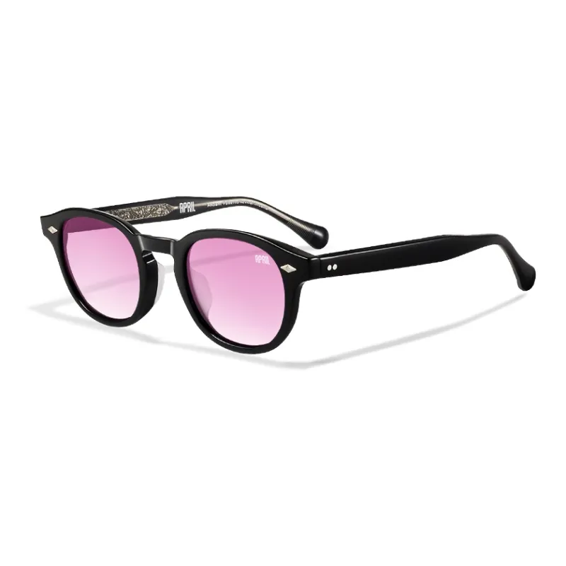 APRIL Plate Frame Round Sunglasses With Polarized Lenses Unisex-0