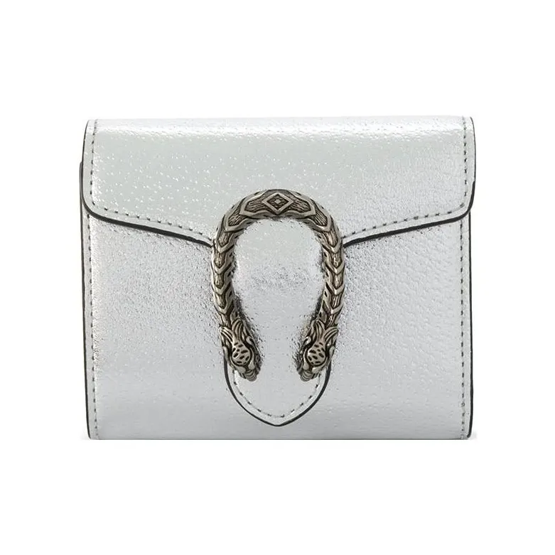 GUCCI Dionysus Cow Leather Wallet Women's Silver-0