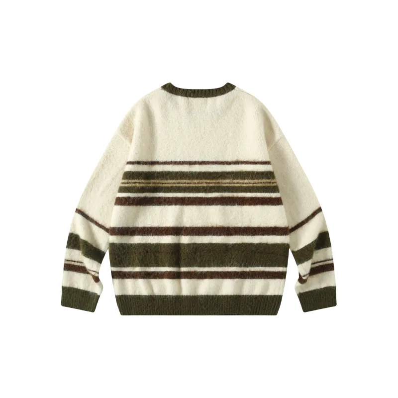 Madgood Sweater Women's Beige Brown Stripes-1