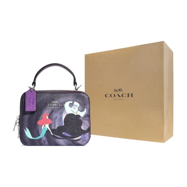 COACH Disney Collaboration BOX CROSSBODY Cow Split Leather Clutch Women's Dark Purple-5