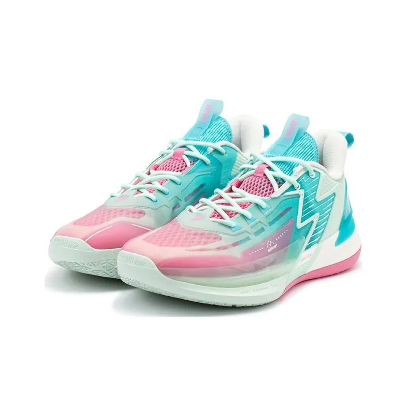 361° Big3 4.0 SWITCH Anti Slip Wear Resistant Low Top Basketball Shoes Men's Pink Green-3