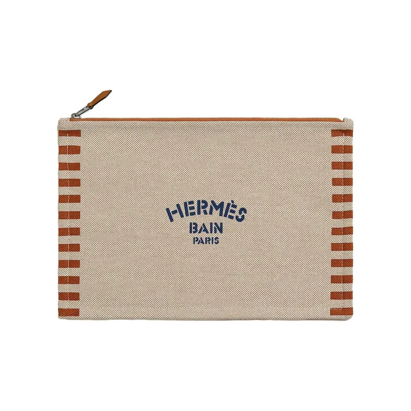 HERMES Cotton Canvas Clutch Canvas Bag Storage Bag Unisex Multicolor-1