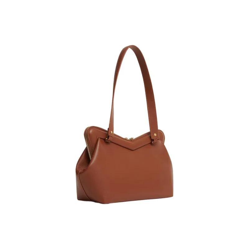 MANSUR GAVRIEL Smooth Calf Leather Crossbody Handheld Shoulder Bags Women's Camel-1