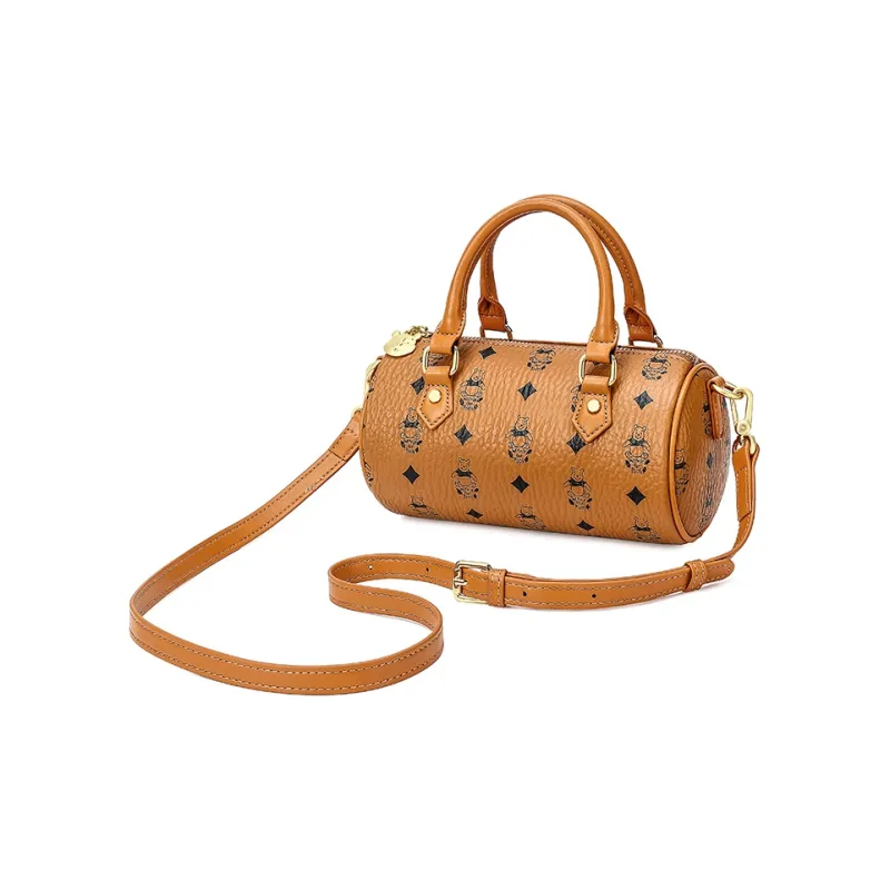 Disney Winnie The Pooh Series PU Boston Pillow Bag Handbag Medium Size Women's Tan-3