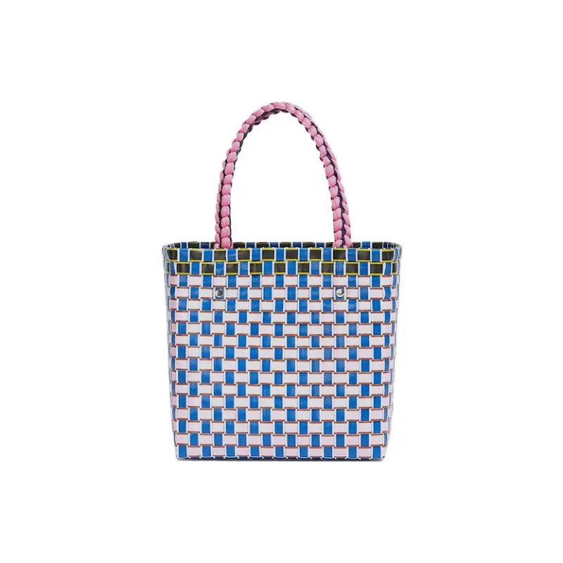 MARNI Basket Series Plastic Tote Bag Shopping Bag Handbag Small Size Women's Blue Pink-1