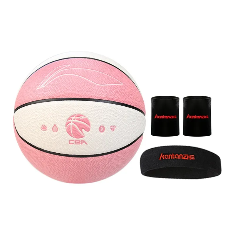 LiNing PU Basketball Pink White Size 7 Training Unisex-24