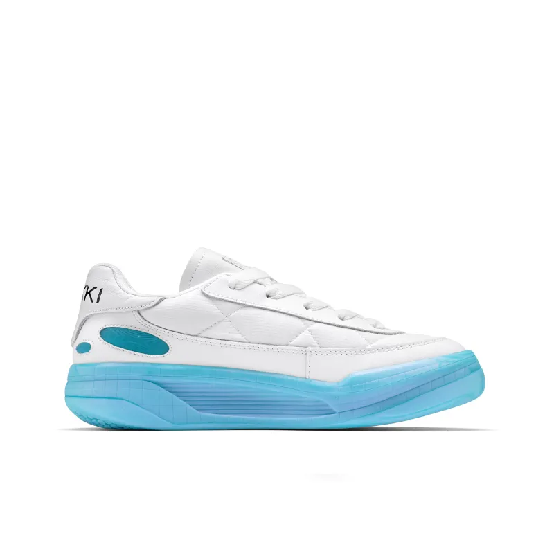 LOXKI Anti Slip Wear Resistant Low Top Skateboard Shoes Unisex White Blue-1