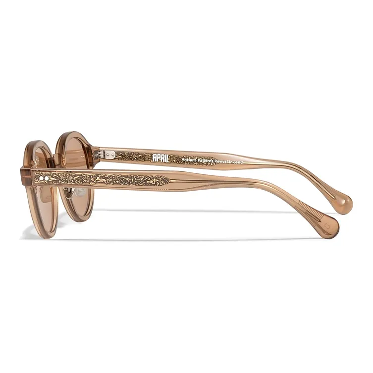 APRIL Plate Frame Round Sunglasses With Polarized Lenses Unisex-8
