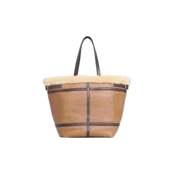 CELINE Cabas Wool Tote Bag Shopping Bag Handbag Large Size Women's Brown