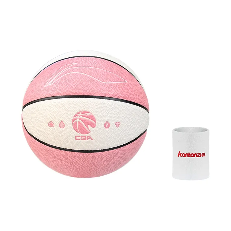 LiNing PU Basketball Pink White Size 7 Training Unisex-12