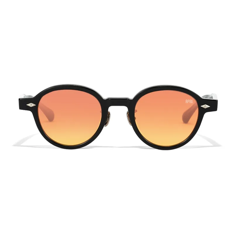 APRIL Plate Frame Round Sunglasses With Polarized Lenses Unisex-43