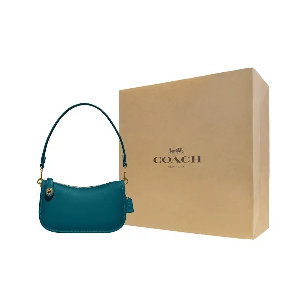 COACH Swinger Leather Shoulder Bag, Pochette, Handbag Women's Lake Green-5