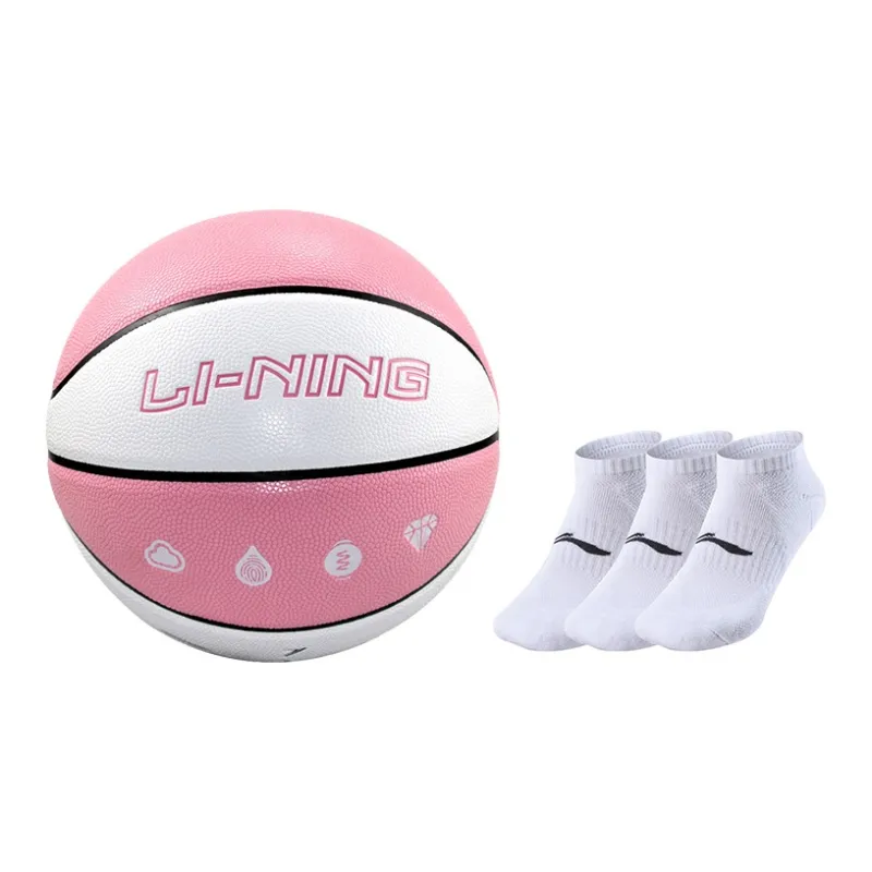 LiNing PU Basketball Pink White Size 7 Training Unisex-19