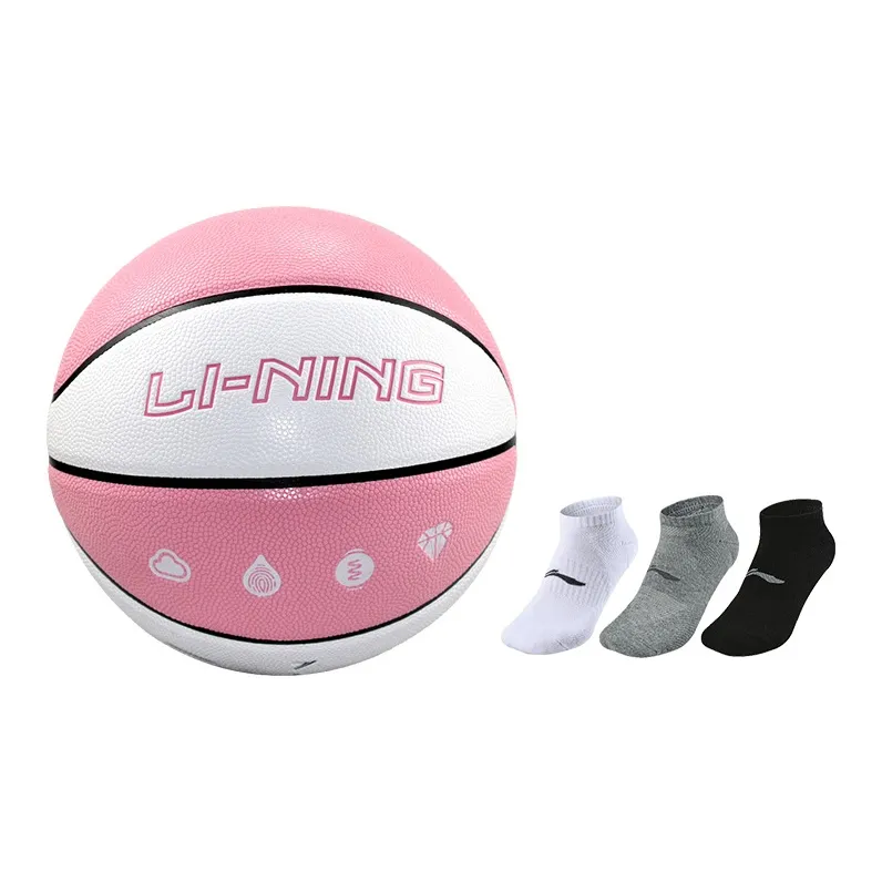 LiNing PU Basketball Pink White Size 7 Training Unisex-21