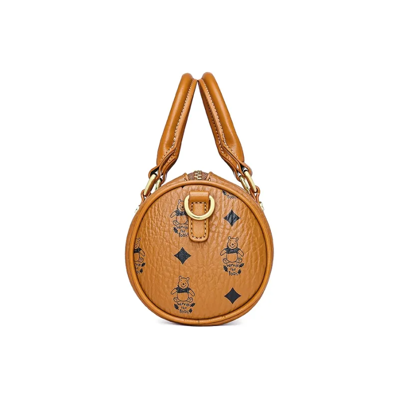 Disney Winnie The Pooh Series PU Boston Pillow Bag Handbag Medium Size Women's Tan-2