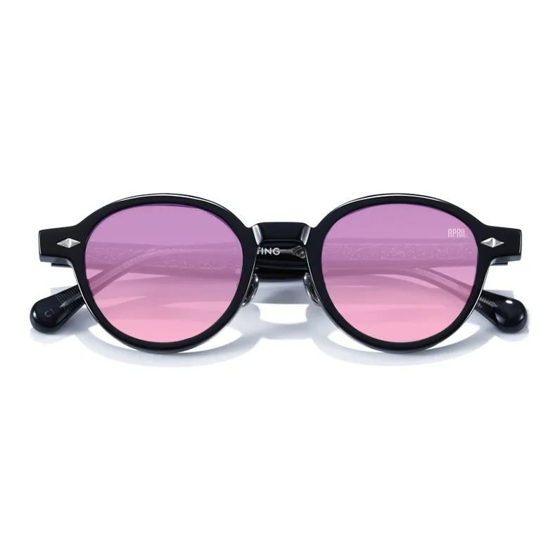 APRIL Plate Frame Round Sunglasses With Polarized Lenses Unisex-49