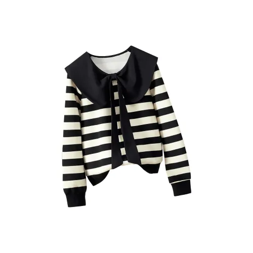 TOUCH Sweatshirts Women's Black/Beige Stripes