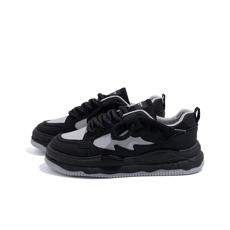 HUANQIU Slip Resistant Cushioning Low Top Skateboard Shoes Men's Black-1
