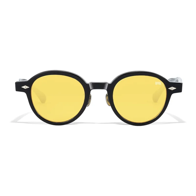 APRIL Plate Frame Round Sunglasses With Polarized Lenses Unisex-53