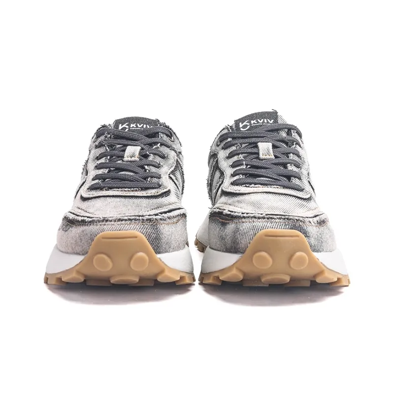KVIV Height Increasing Wear Resistant Lightweight Breathable Slip Resistant Low Top Running Shoes Unisex Gray-4