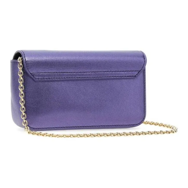 Furla Metropolis Collection Smooth Metal Calfskin Handheld Crossbody Bag Mini Women's Purple-1