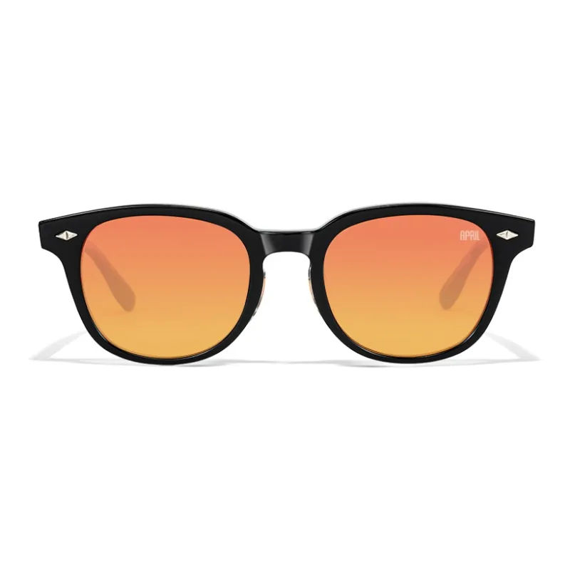 APRIL Plate Frame Round Sunglasses With Polarized Lenses Unisex-37