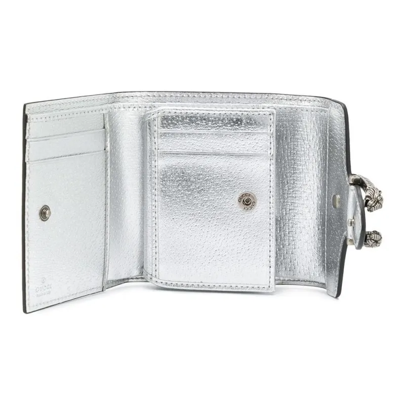 GUCCI Dionysus Cow Leather Wallet Women's Silver-2