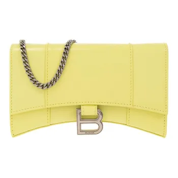 Balenciaga Hourglass Calfskin Shoulder Bag Crossbody Bag Wallet Extra Small Women's Yellow