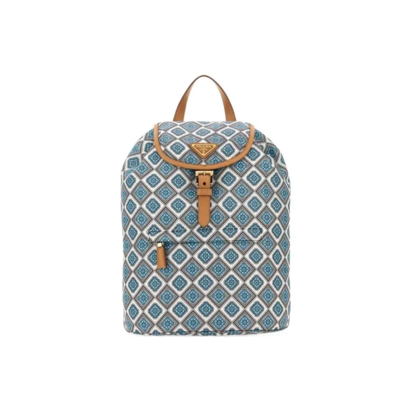 PRADA Recycled Nylon Backpack Women's Blue & Multicolor-0