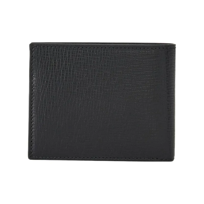 FERRAGAMO Hammered Texture Calfskin Wallet Regular Men's Black-2