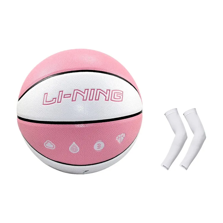 LiNing PU Basketball Pink White Size 7 Training Unisex-14
