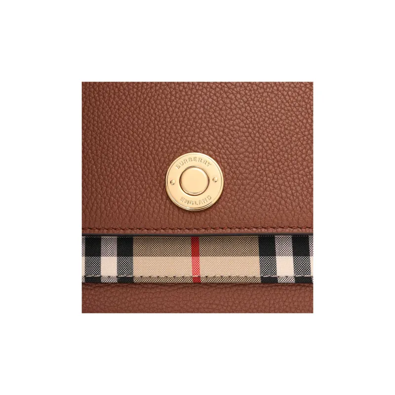 Burberry Vintage Check And Leather Note Crossbody Bag Tan-6