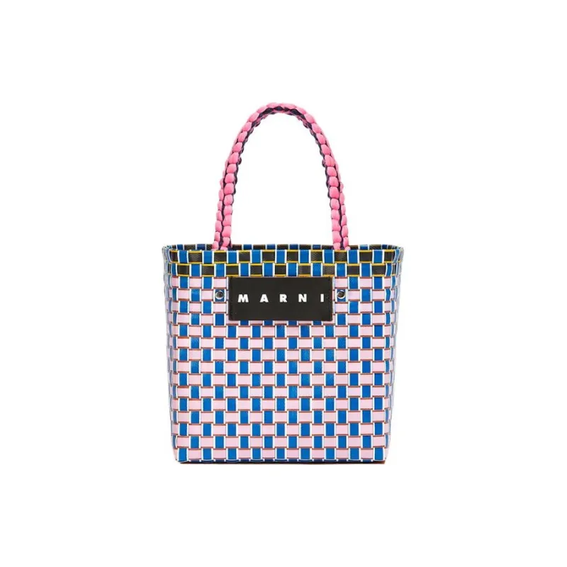 MARNI Basket Series Plastic Tote Bag Shopping Bag Handbag Small Size Women's Blue Pink-0