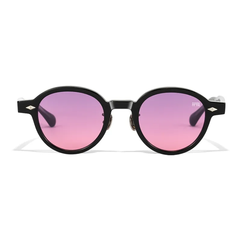 APRIL Plate Frame Round Sunglasses With Polarized Lenses Unisex-48