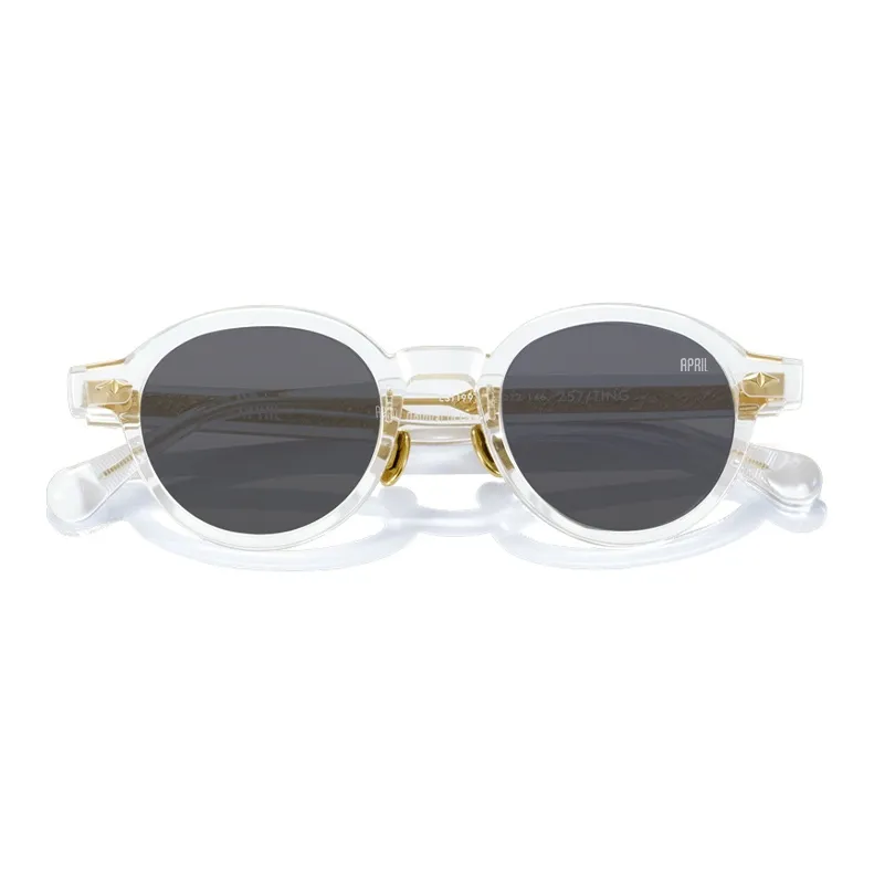 APRIL Plate Frame Round Sunglasses With Polarized Lenses Unisex-24