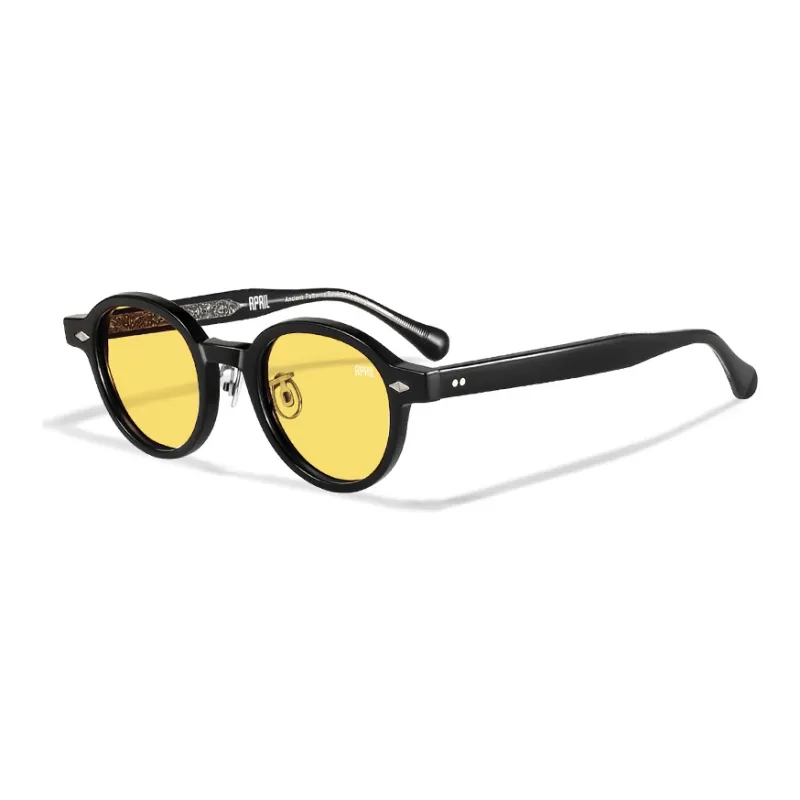 APRIL Plate Frame Round Sunglasses With Polarized Lenses Unisex-52