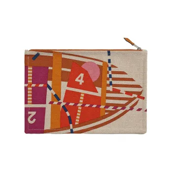 HERMES Cotton Canvas Clutch Canvas Bag Storage Bag Unisex Multicolor