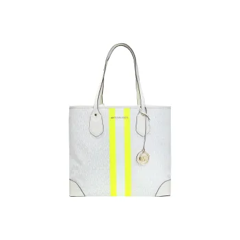 MICHAEL KORS MK Eva Coated Canvas Tote Bag, Shopping Bag, Tote Handbag Tubas Women's White & Green