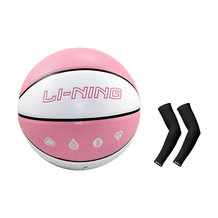 LiNing PU Basketball Pink White Size 7 Training Unisex-13