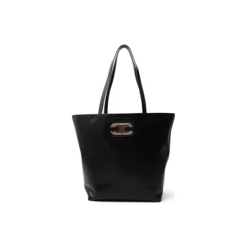 CELINE Genuine Leather Tote Bag Shopping Bag Handbag Women's Black