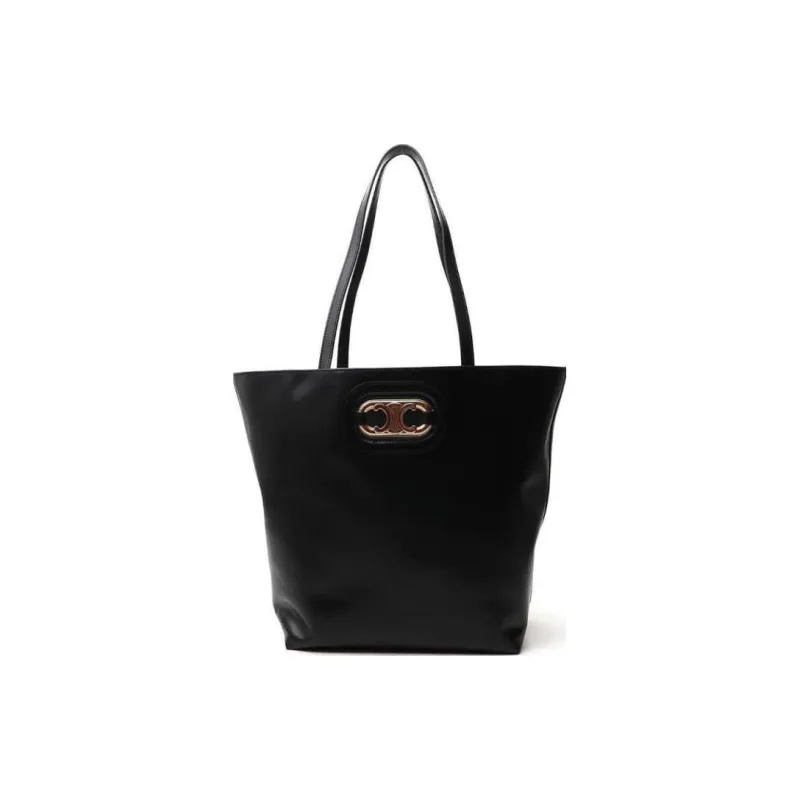 CELINE Genuine Leather Tote Bag Shopping Bag Handbag Women's Black-0