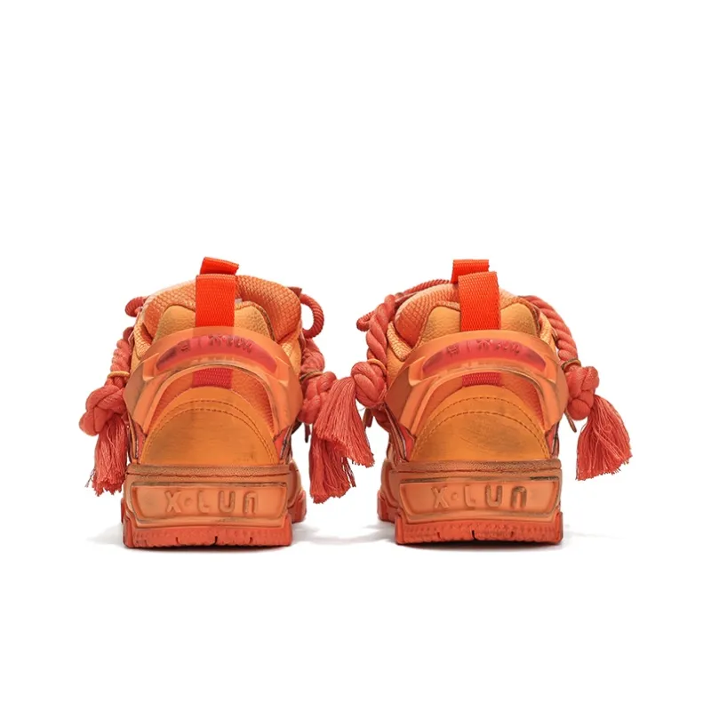 X·LUN Skateboard Shoes Unisex Mid Top Dark Orange-5