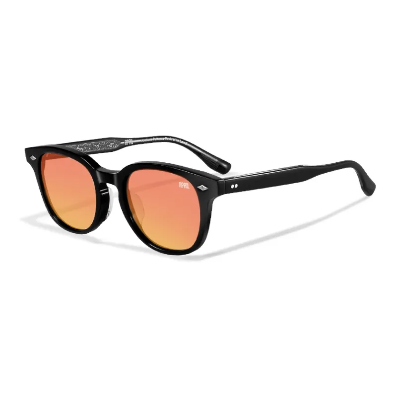APRIL Plate Frame Round Sunglasses With Polarized Lenses Unisex-36