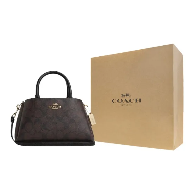 COACH PVC Artificial Leather One Shoulder Handbag Women's Brown & Black-4