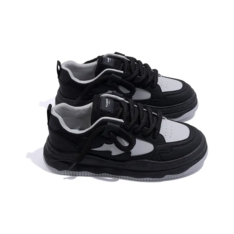 HUANQIU Slip Resistant Cushioning Low Top Skateboard Shoes Men's Black-3