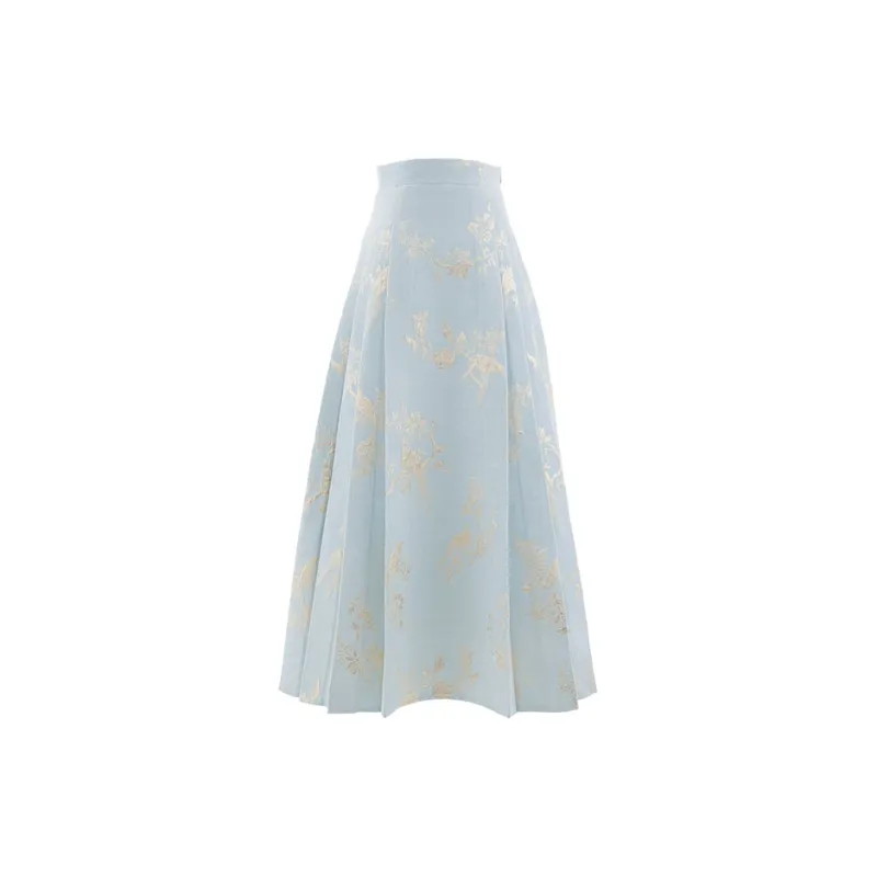 Blovelan Casual Long Skirts Women's Beige Gold-4
